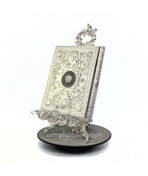Silver Ornamental Quran Case and Vertical Stand